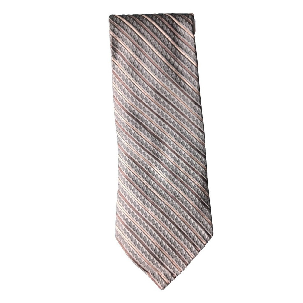 100% Silk Tie Brown Stripe Men's Wearhouse NWT Prom Formal Wedding Blokecore